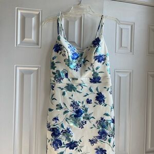 Floral Print Dress with Blue and Green Accents